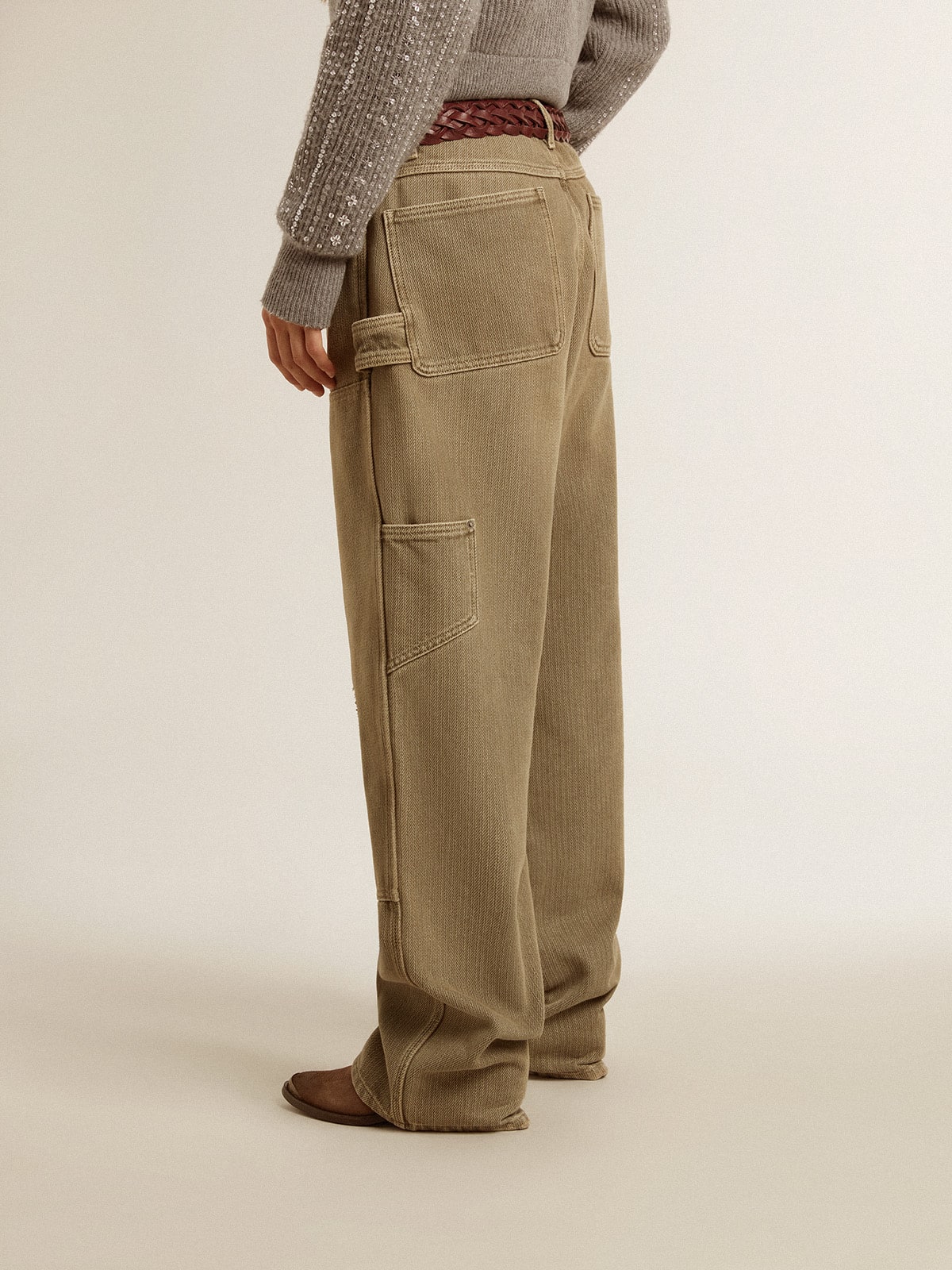 Women's distressed-effect cotton pants