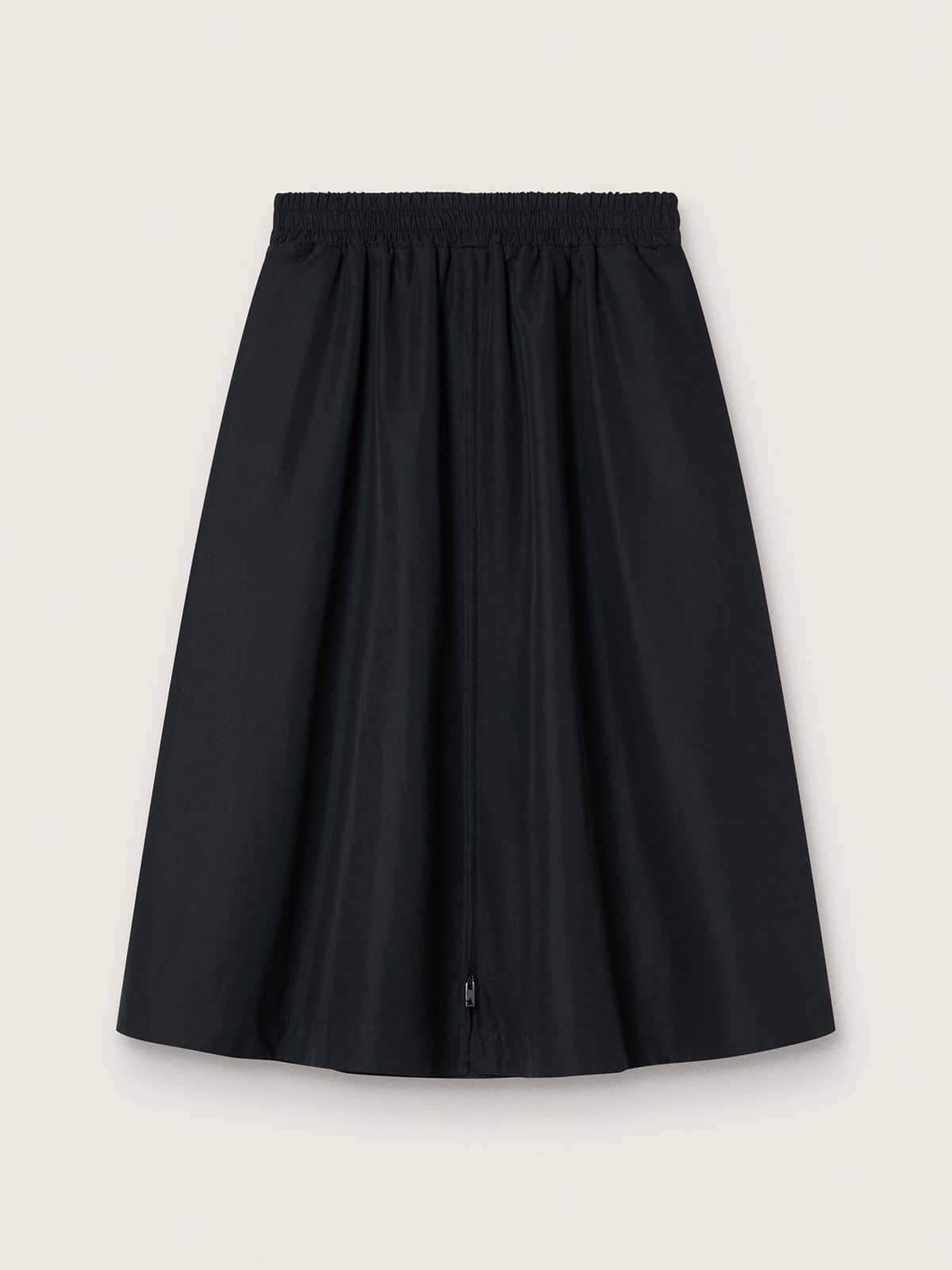 Flared skirt in black technical nylon