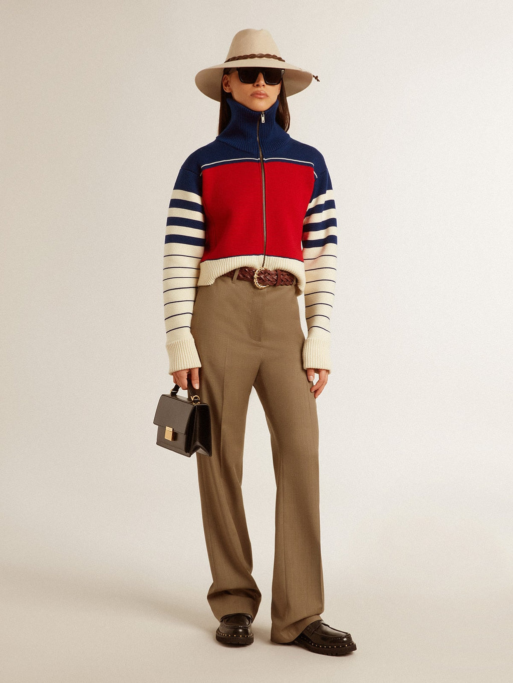 Women’s multicolor striped wool cropped sweatshirt
