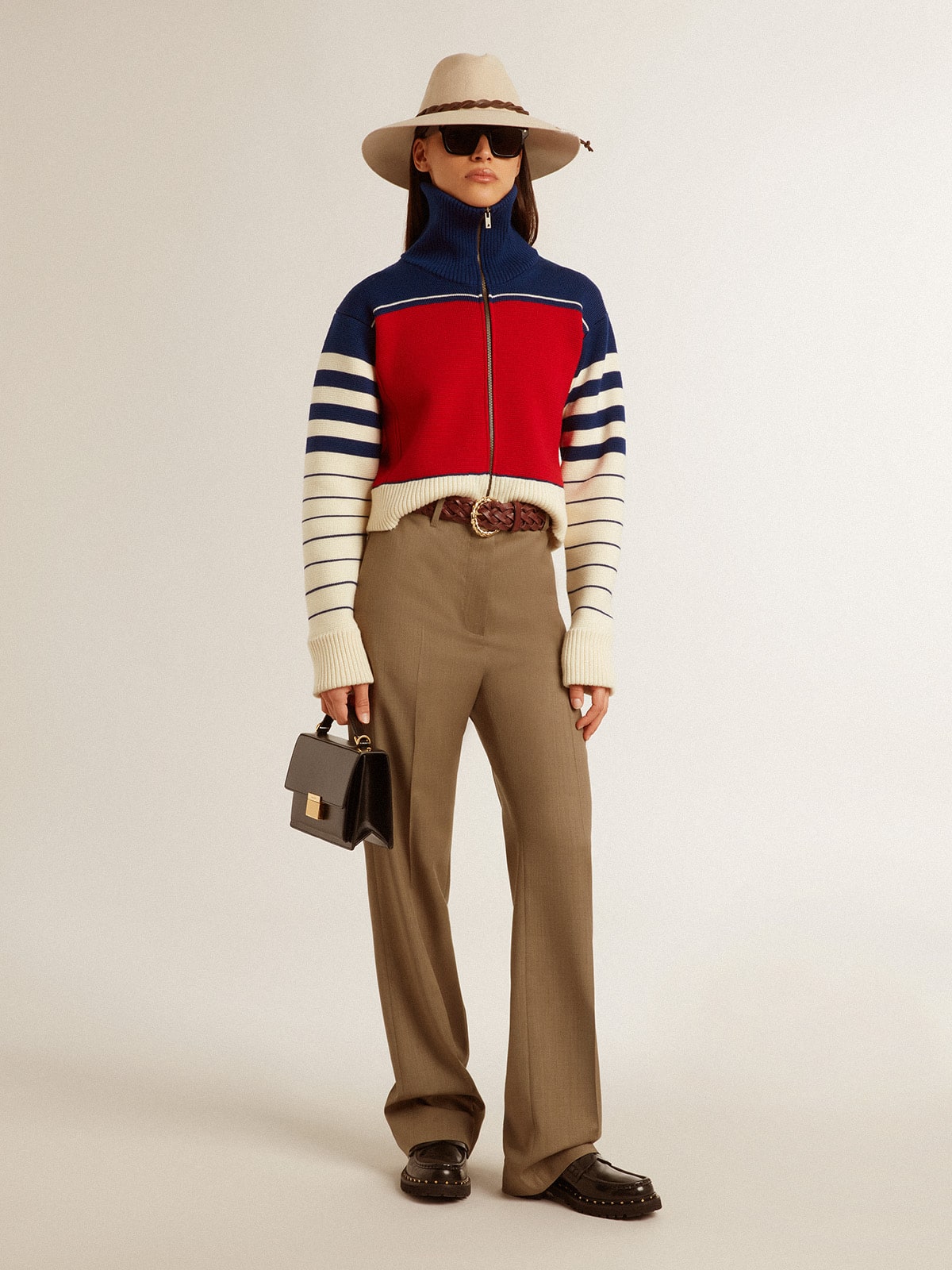 Women’s multicolor striped wool cropped sweatshirt