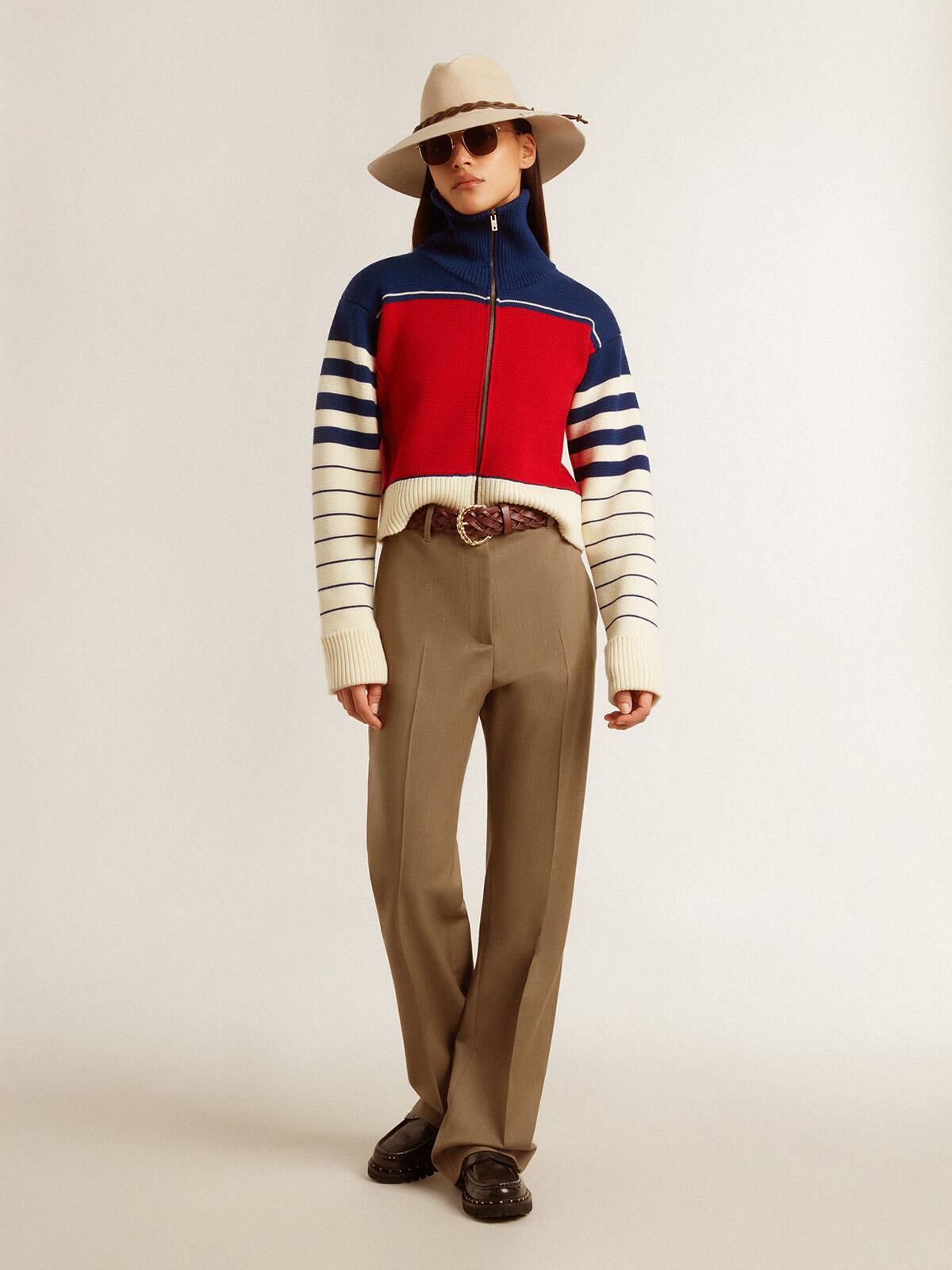 Women’s multicolor striped wool cropped sweatshirt