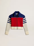 Women’s multicolor striped wool cropped sweatshirt