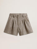 Women’s ecru brown shorts in herringbone wool