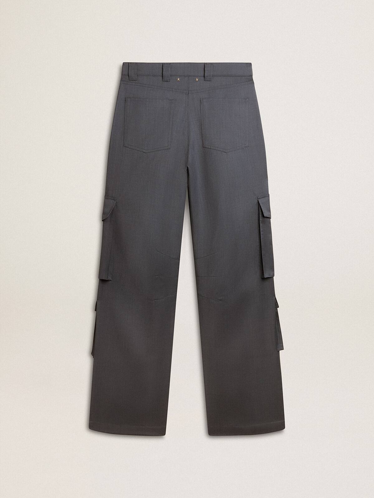 Women's cargo pants in baby blue wool