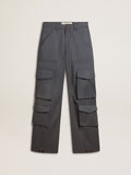 Women's cargo pants in baby blue wool