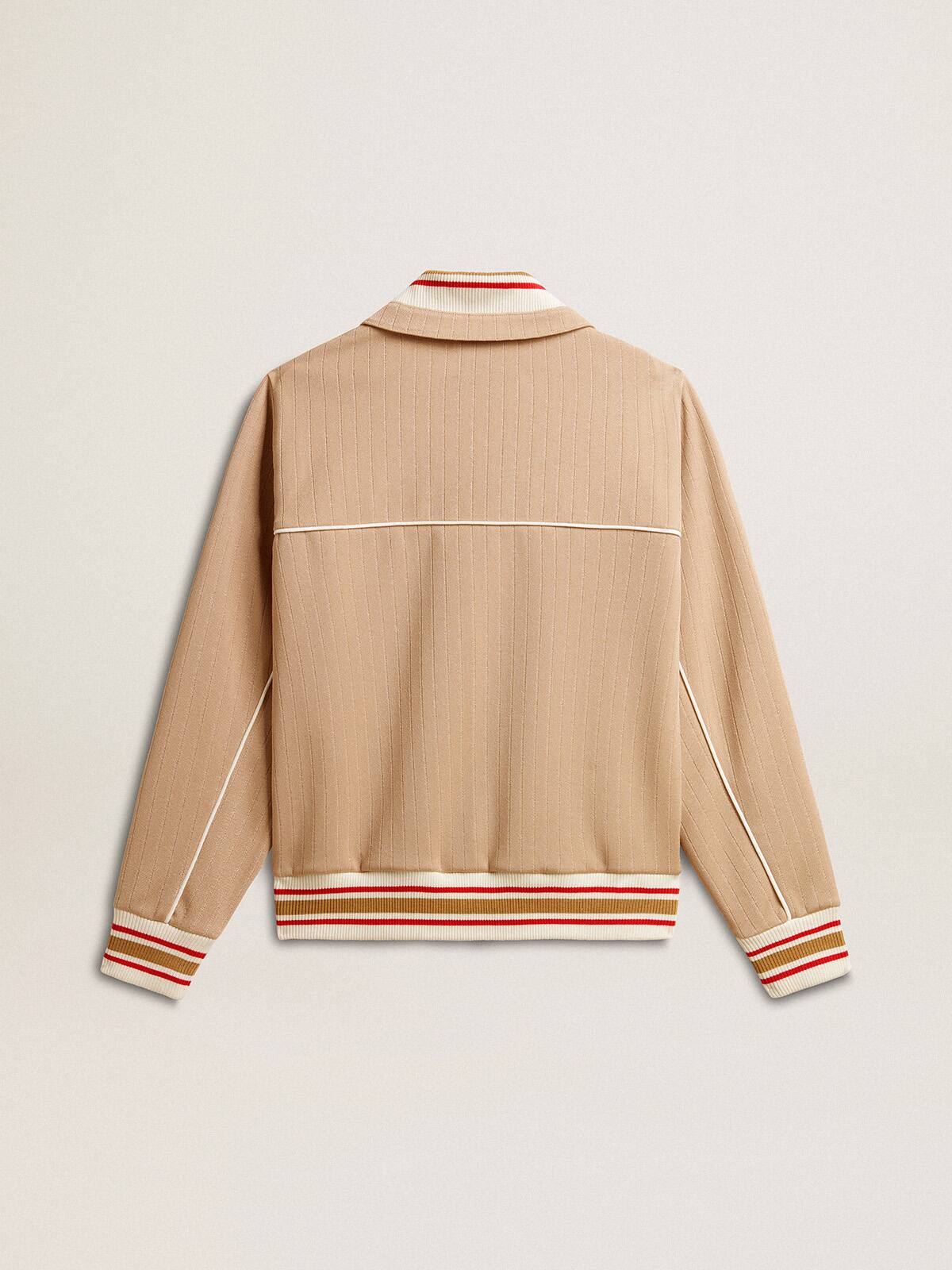 Women’s light beige zipped sweatshirt with white logo