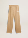 Women’s light beige joggers with white logo