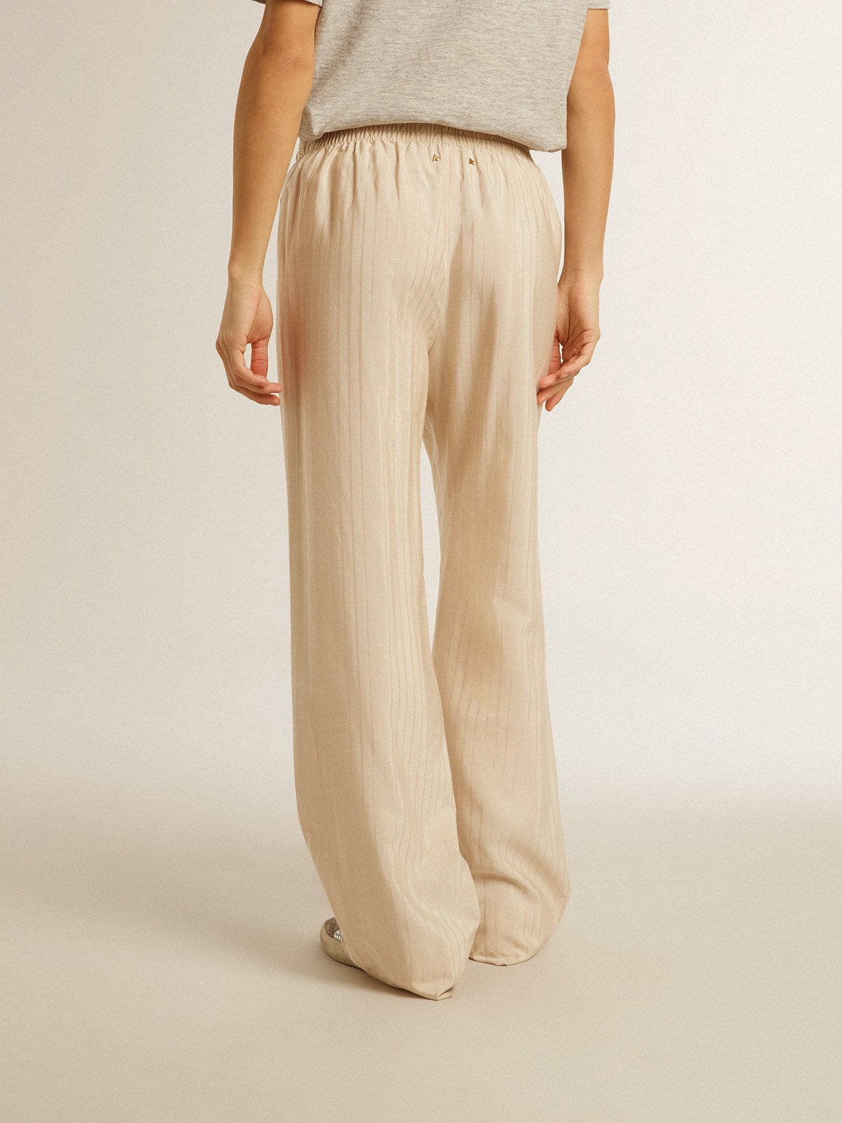 Women's light beige silk and viscose joggers