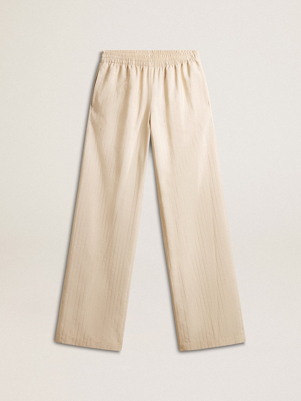 Women's light beige silk and viscose joggers