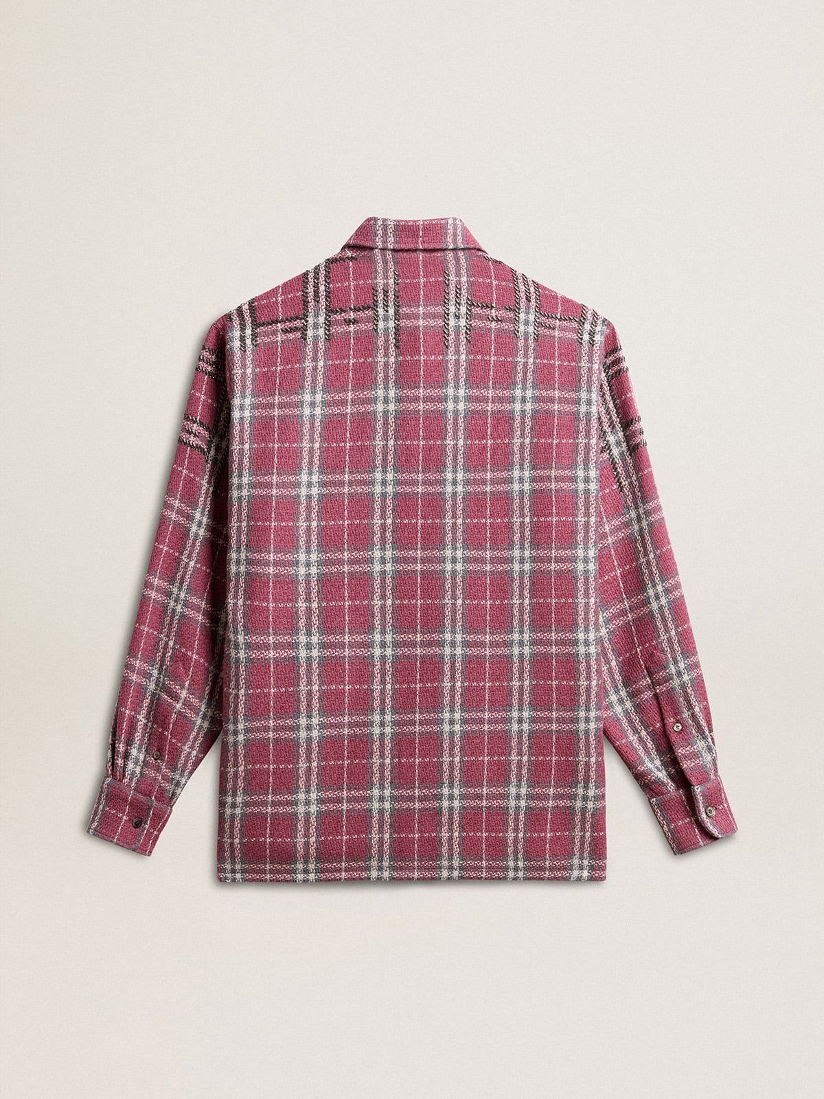 Women's shirt with pink, sand and gray check embroidery