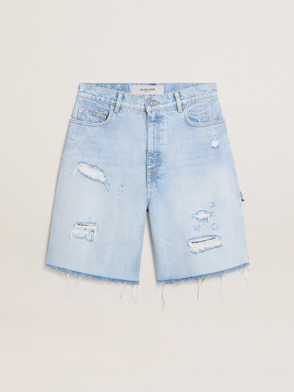 Women's Bermuda shorts in lived-in effect denim