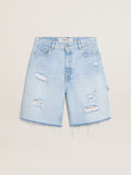 Women's Bermuda shorts in lived-in effect denim