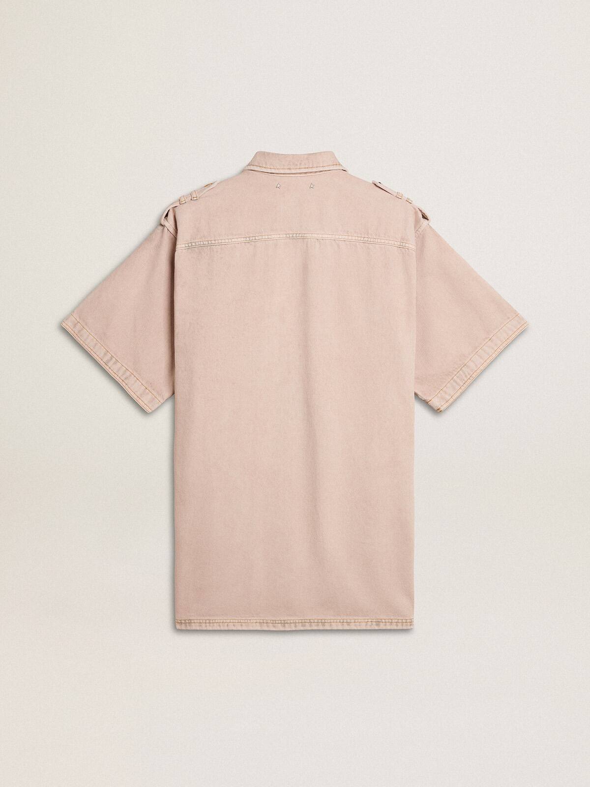 Women's oversized fit pink dyed denim shirt