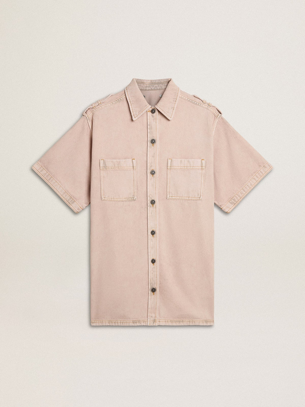 Women's oversized fit pink dyed denim shirt