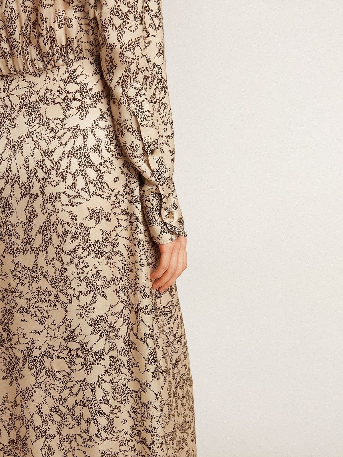 Women's silk-blend midi dress with a floral print