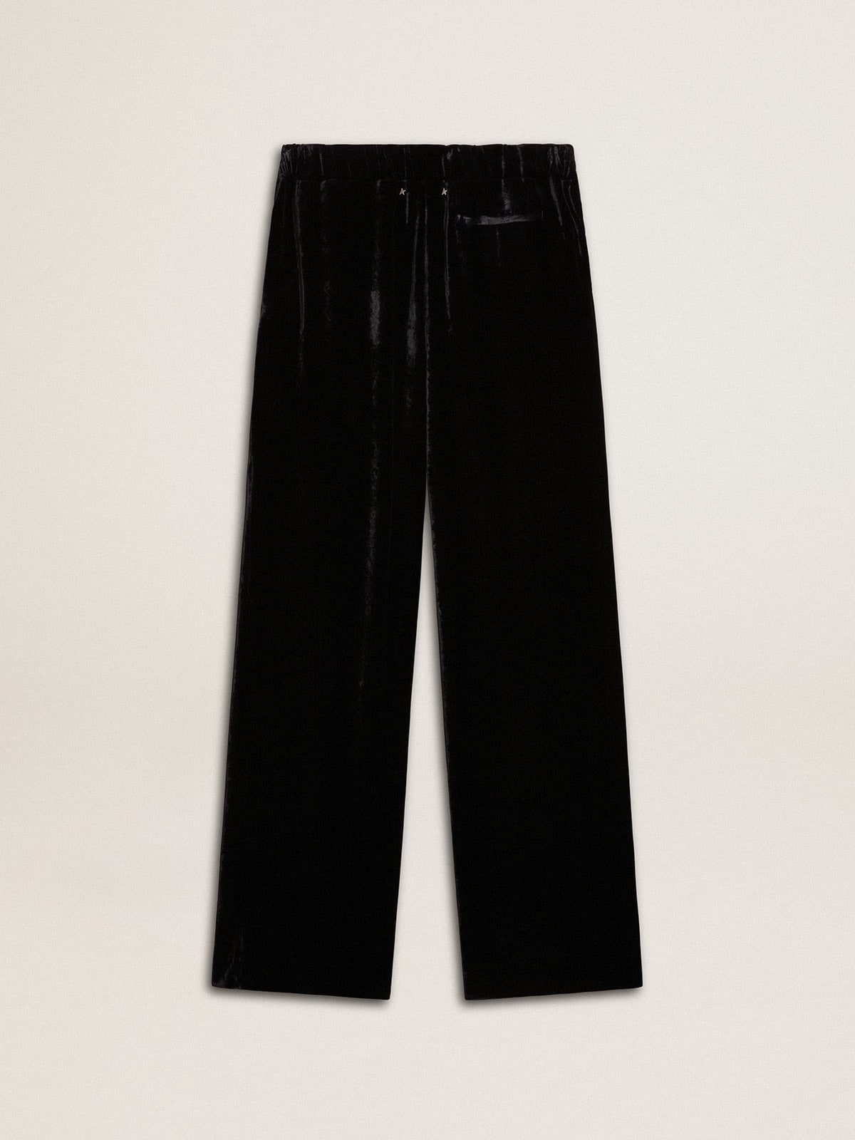 Black velvet-effect pants