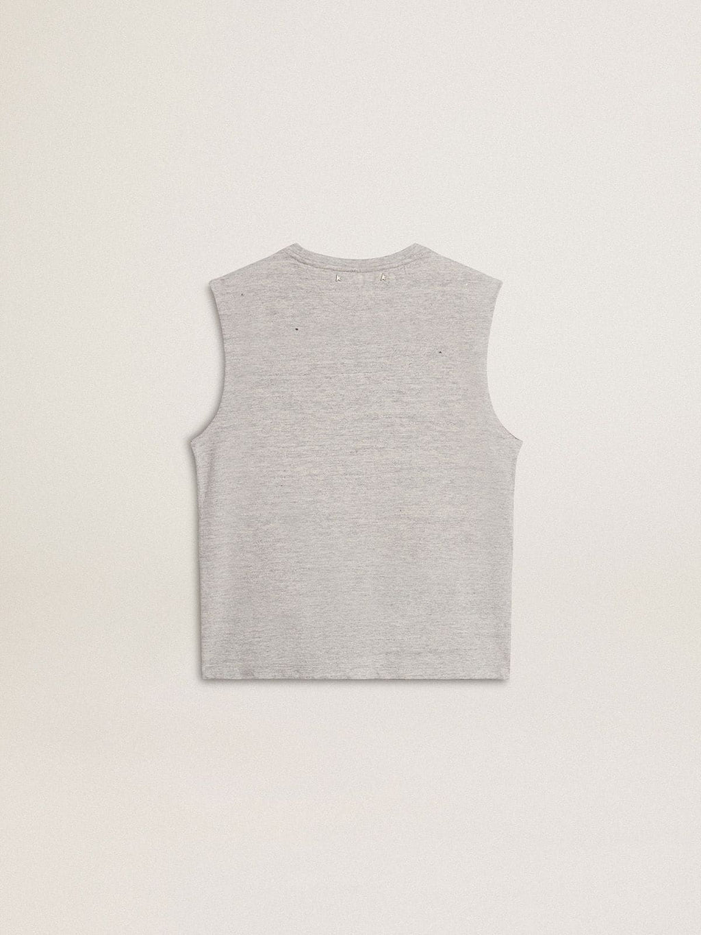 Women's gray sleeveless T-shirt with yellow print