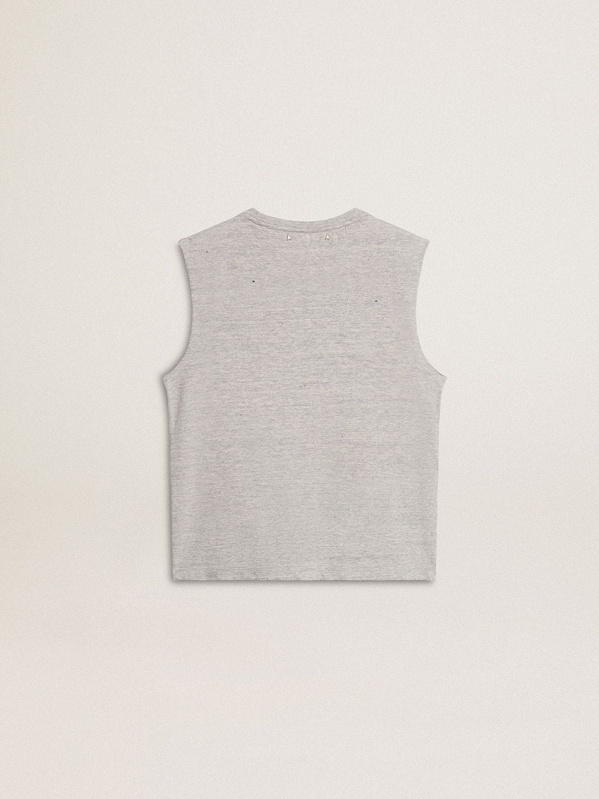 Women's gray sleeveless T-shirt with yellow print