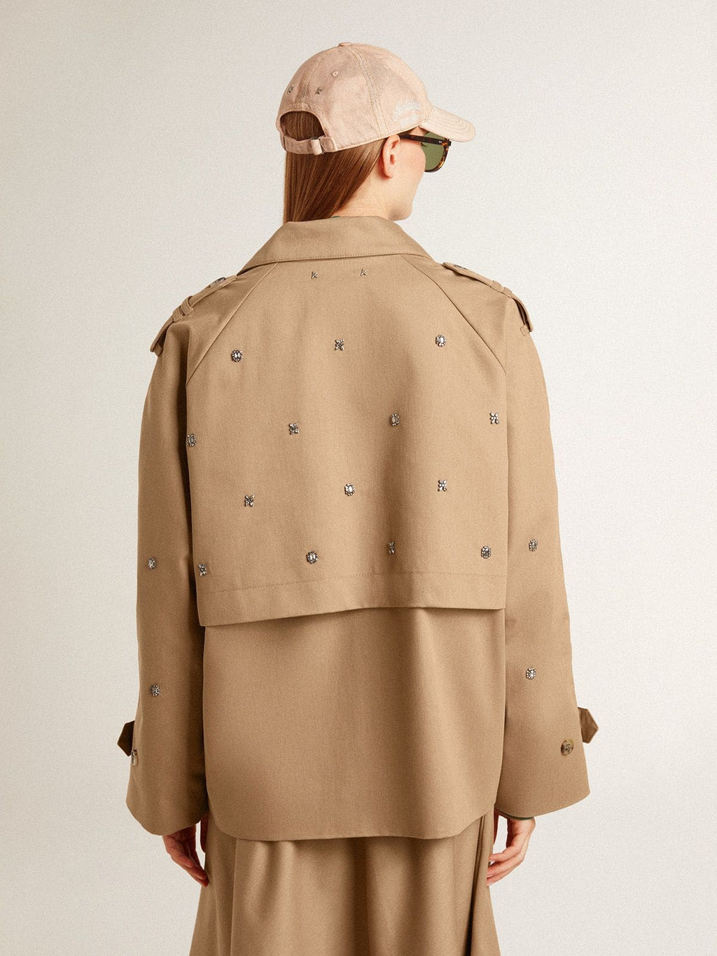 Women's oversized trench coat with crystals