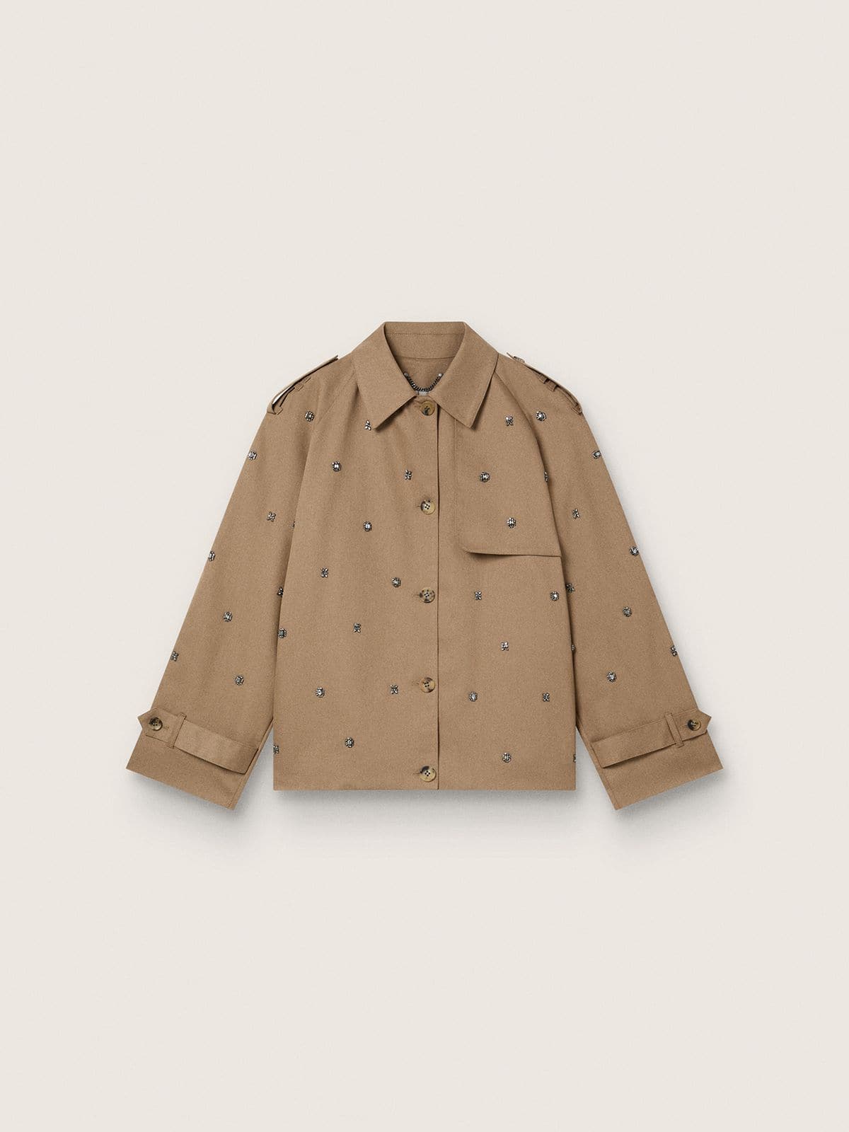 Women's oversized trench coat with crystals