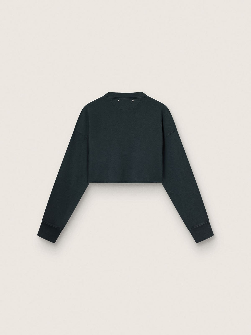 Women's cropped cotton sweatshirt with crystals on the front