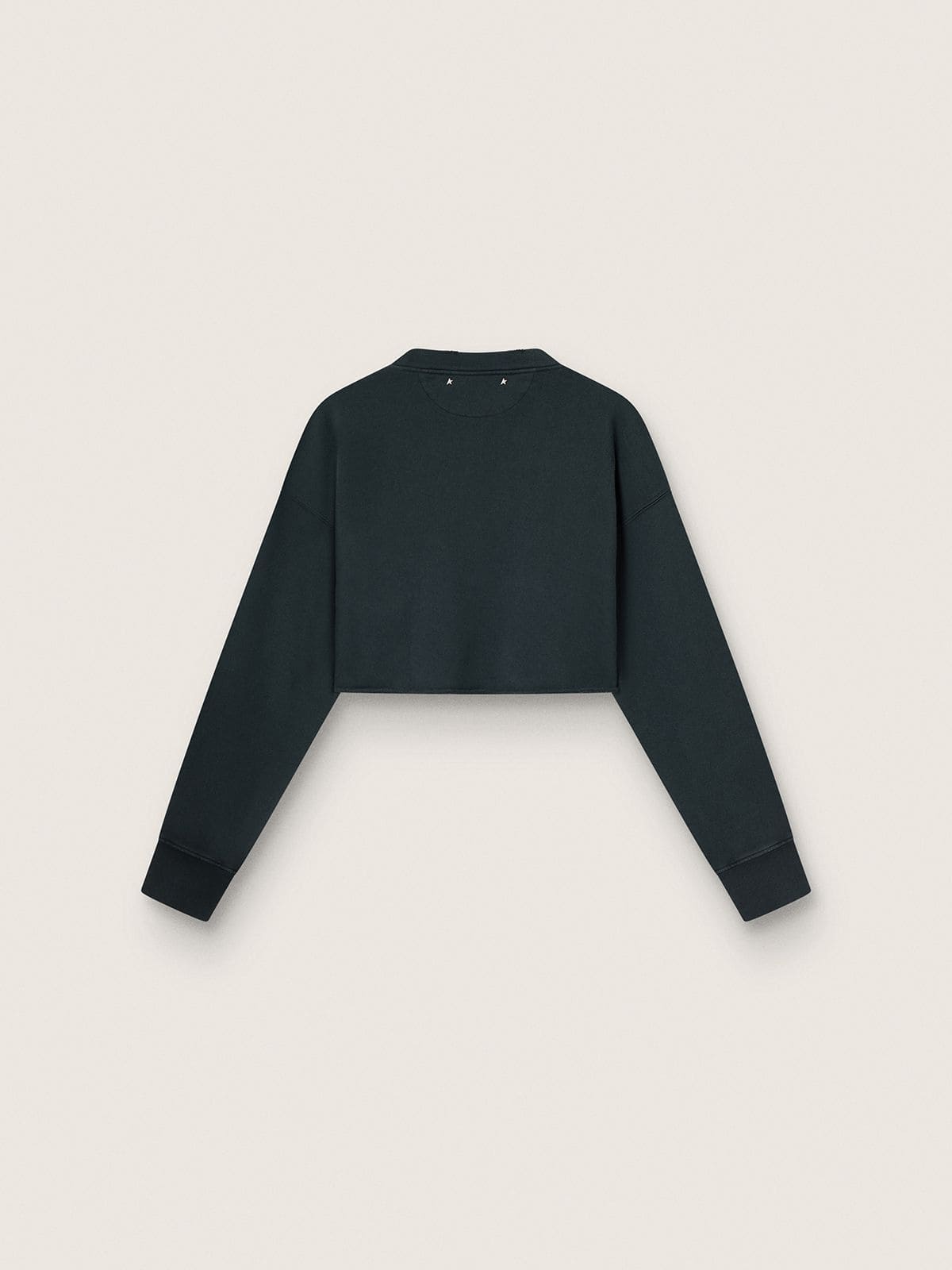 Women's cropped cotton sweatshirt with crystals on the front