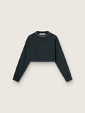 Women's cropped cotton sweatshirt with crystals on the front