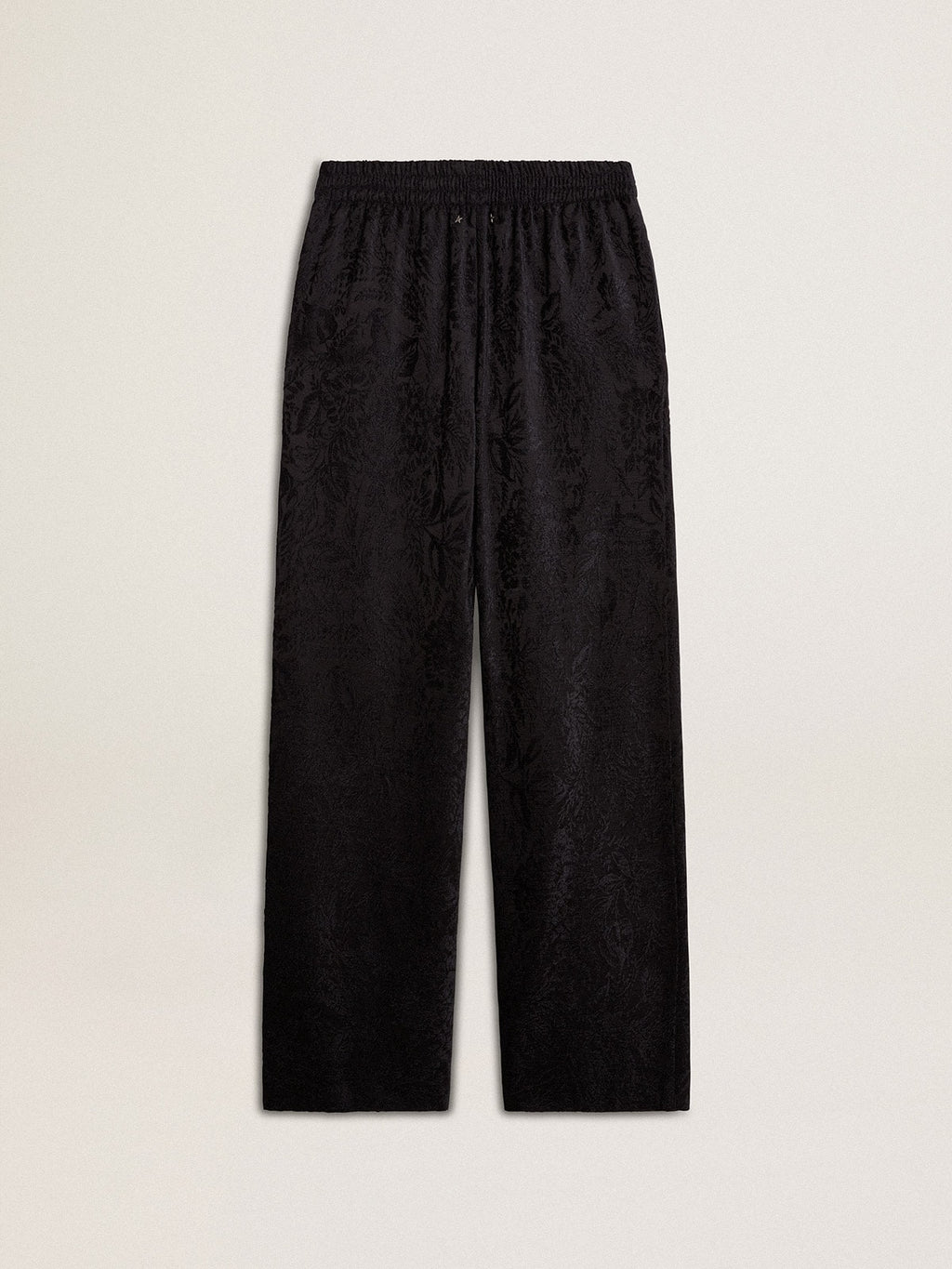 Women's black joggers with a tone-on-tone toile de jouy print