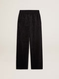 Women's black joggers with a tone-on-tone toile de jouy print