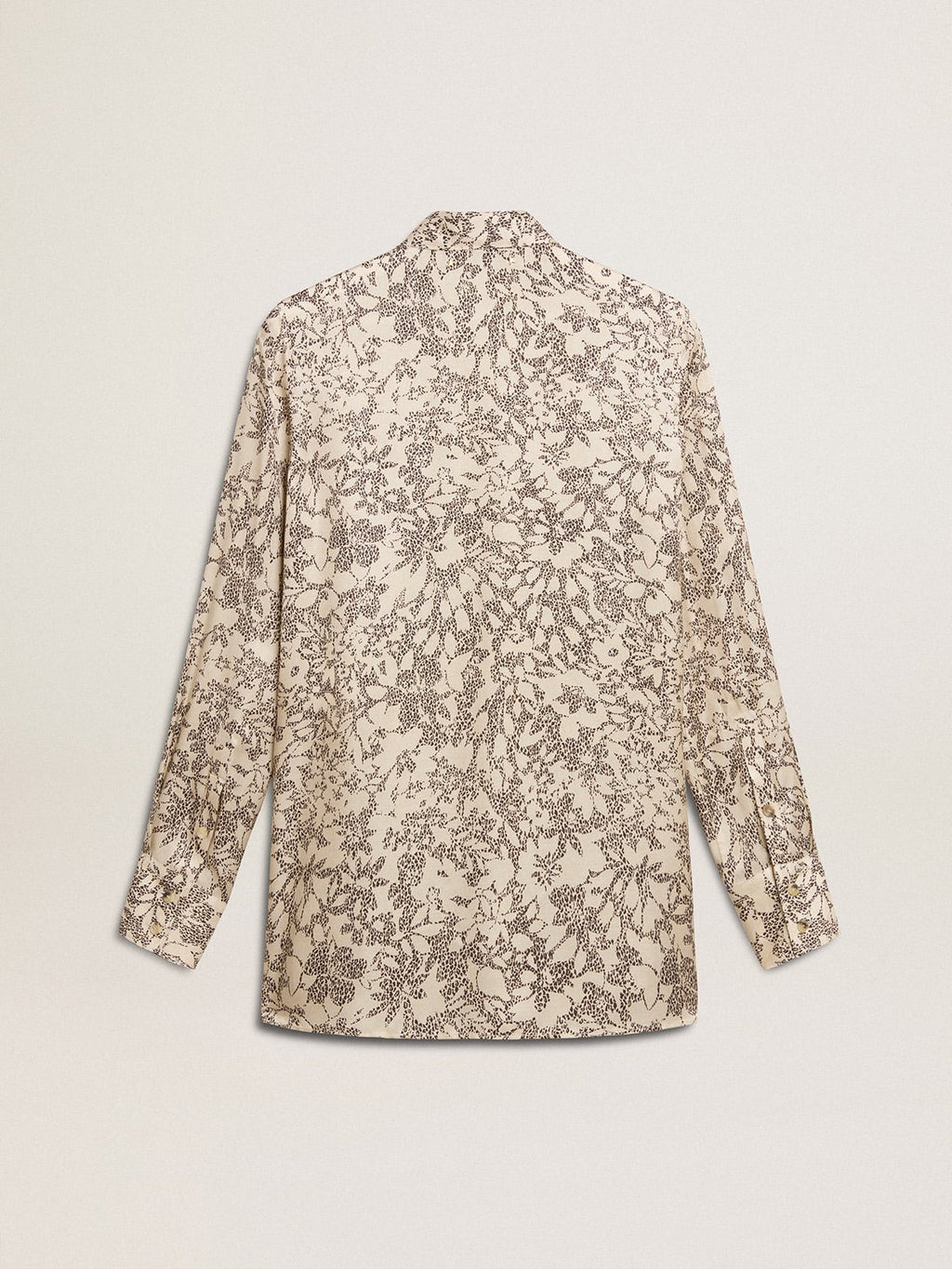 Women's silk blend pajama shirt with a floral print