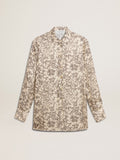 Women's silk blend pajama shirt with a floral print