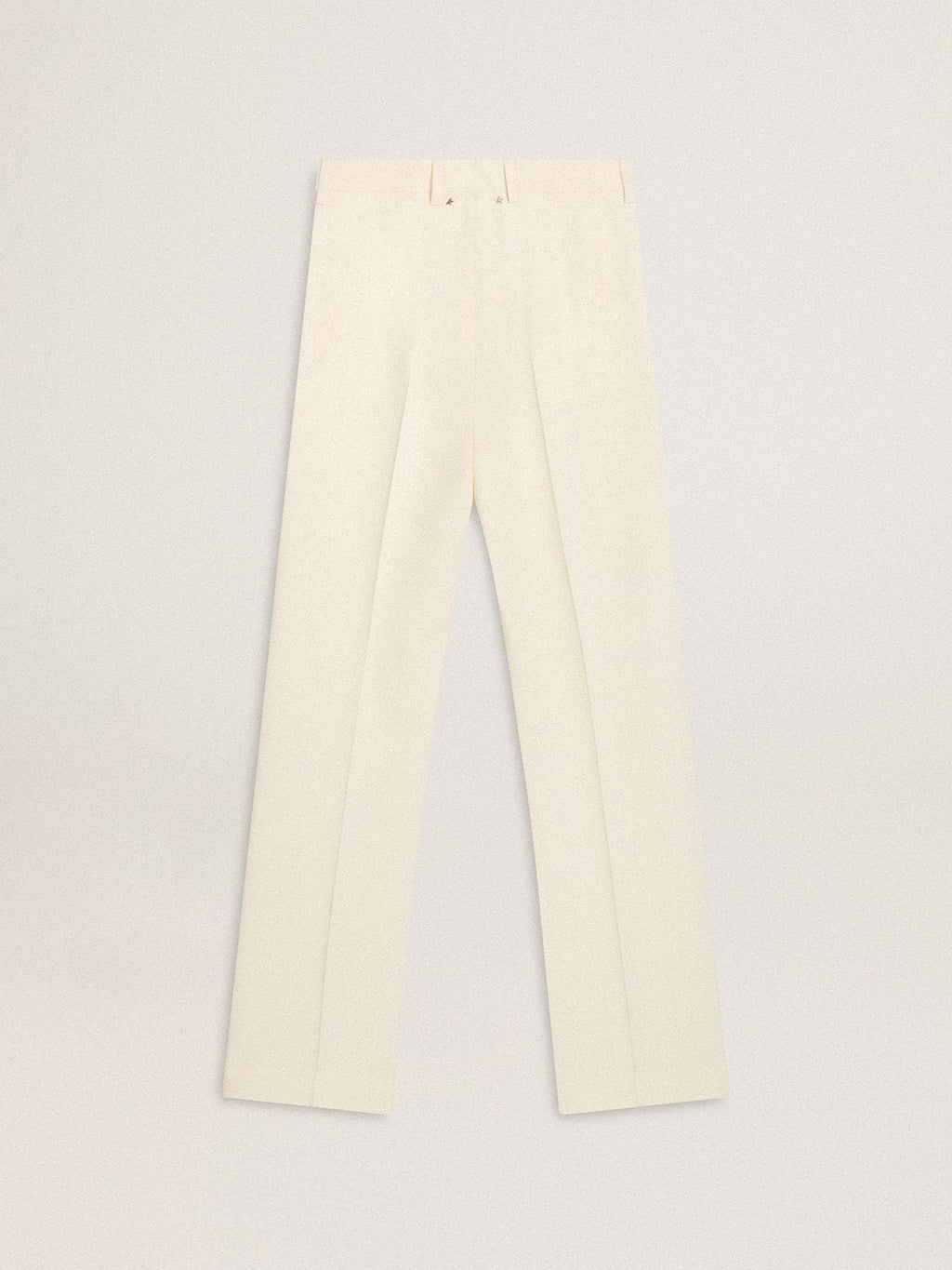 Women's loose pants in worn-white tailored fabric