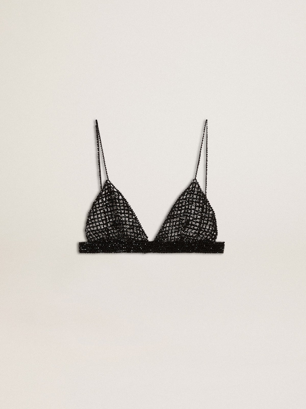 Women's black crochet top with crystals