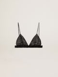 Women's black crochet top with crystals