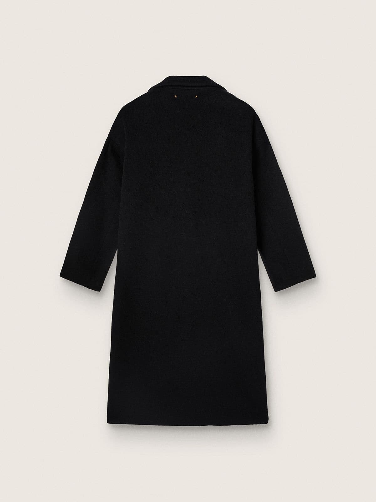 Women's single-breasted black cocoon coat