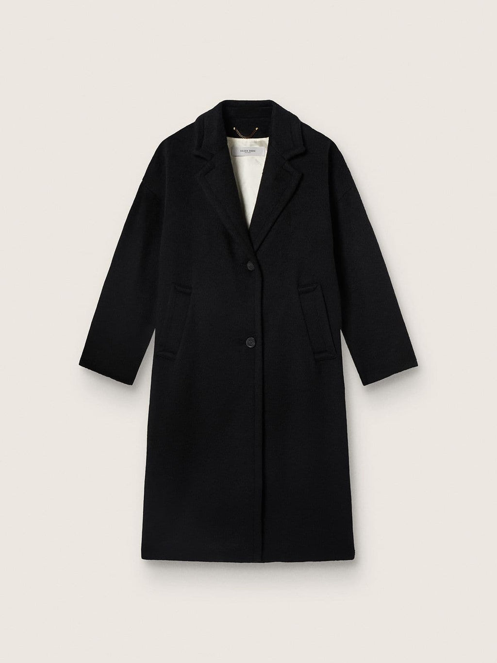 Women's single-breasted black cocoon coat