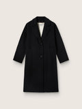 Women's single-breasted black cocoon coat