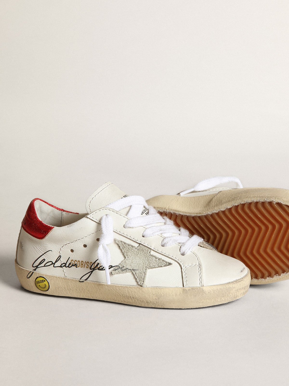 Young Super-Star with gray suede star