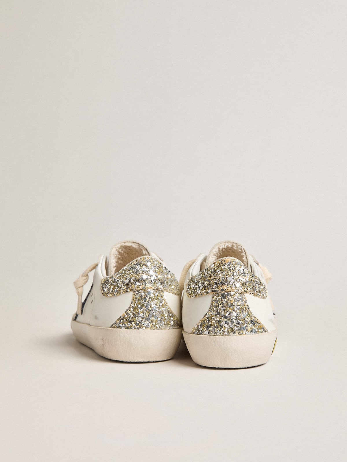 Young Super-Star in leather with glitter star and heel tab