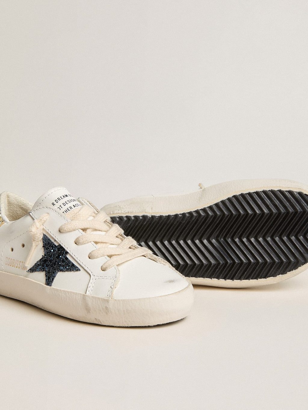 Young Super-Star in leather with glitter star and heel tab