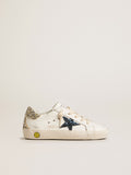 Young Super-Star in leather with glitter star and heel tab
