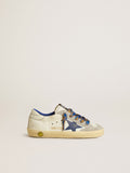 Super-Star Young with blue leather star and ice-gray suede inserts