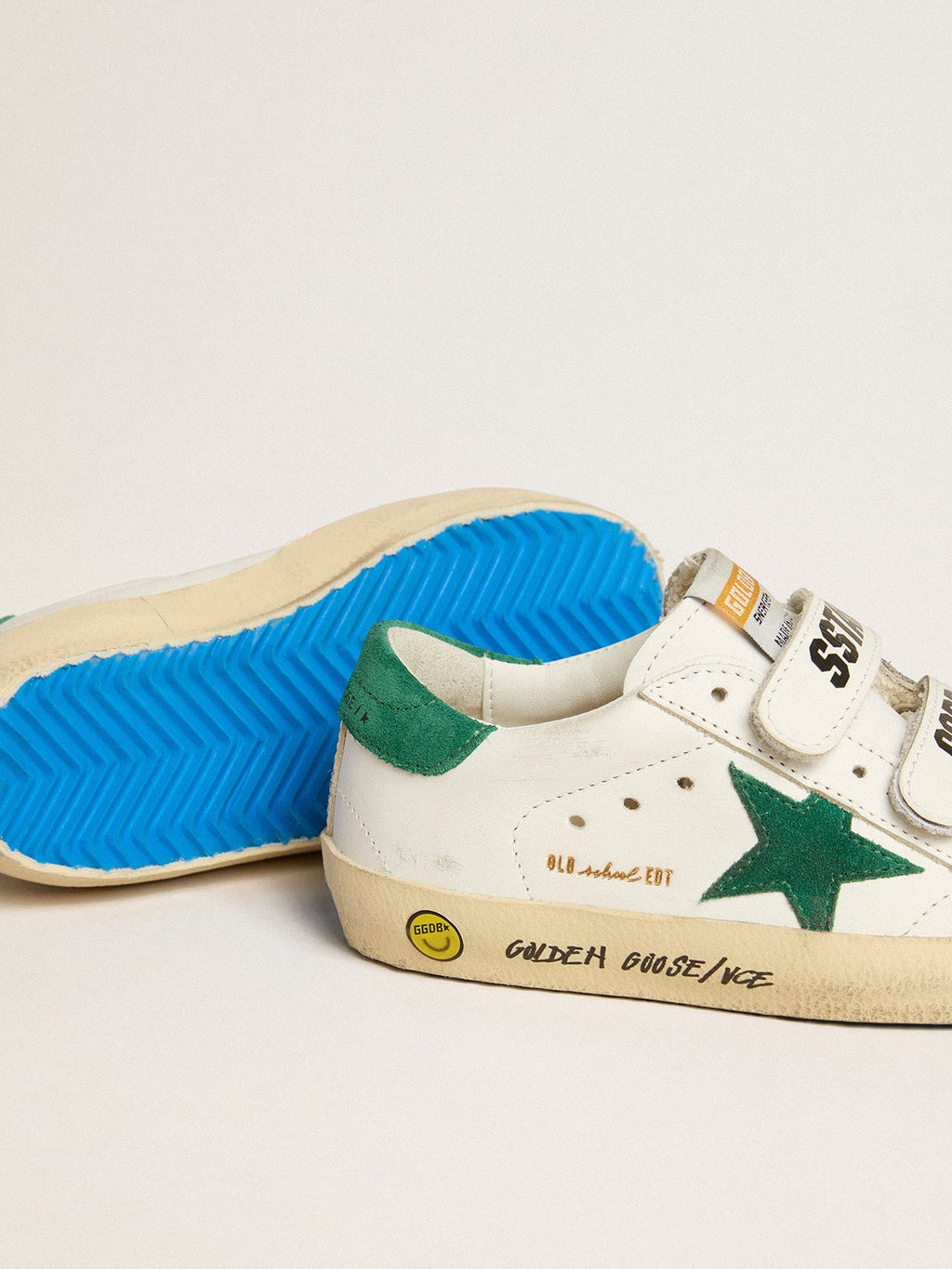 Old School Young with green suede star and heel tab