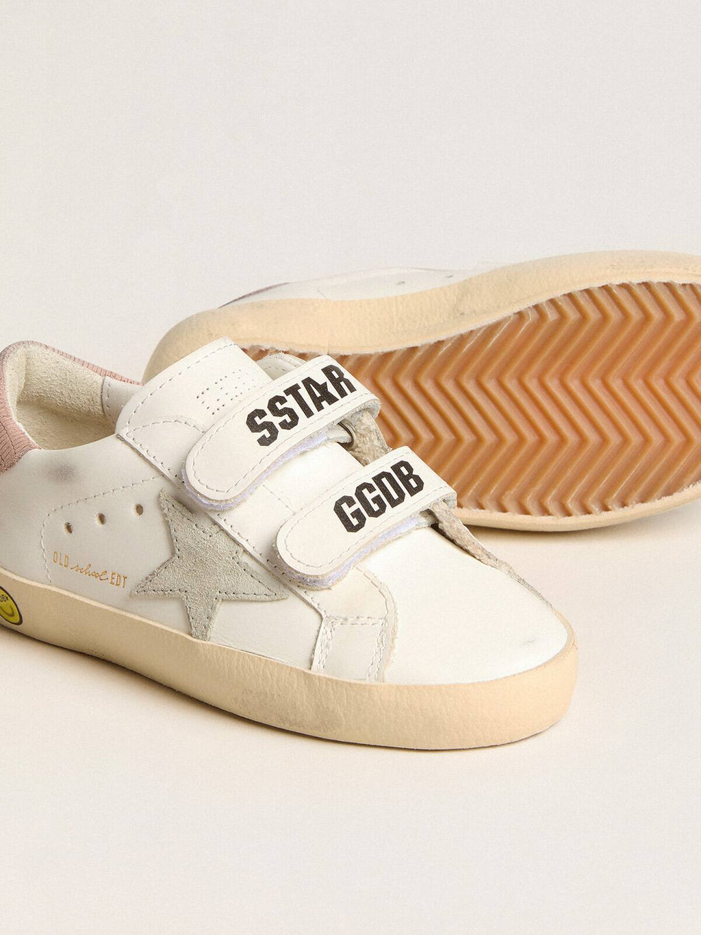 Young Old School in leather with gray suede star and old rose heel tab