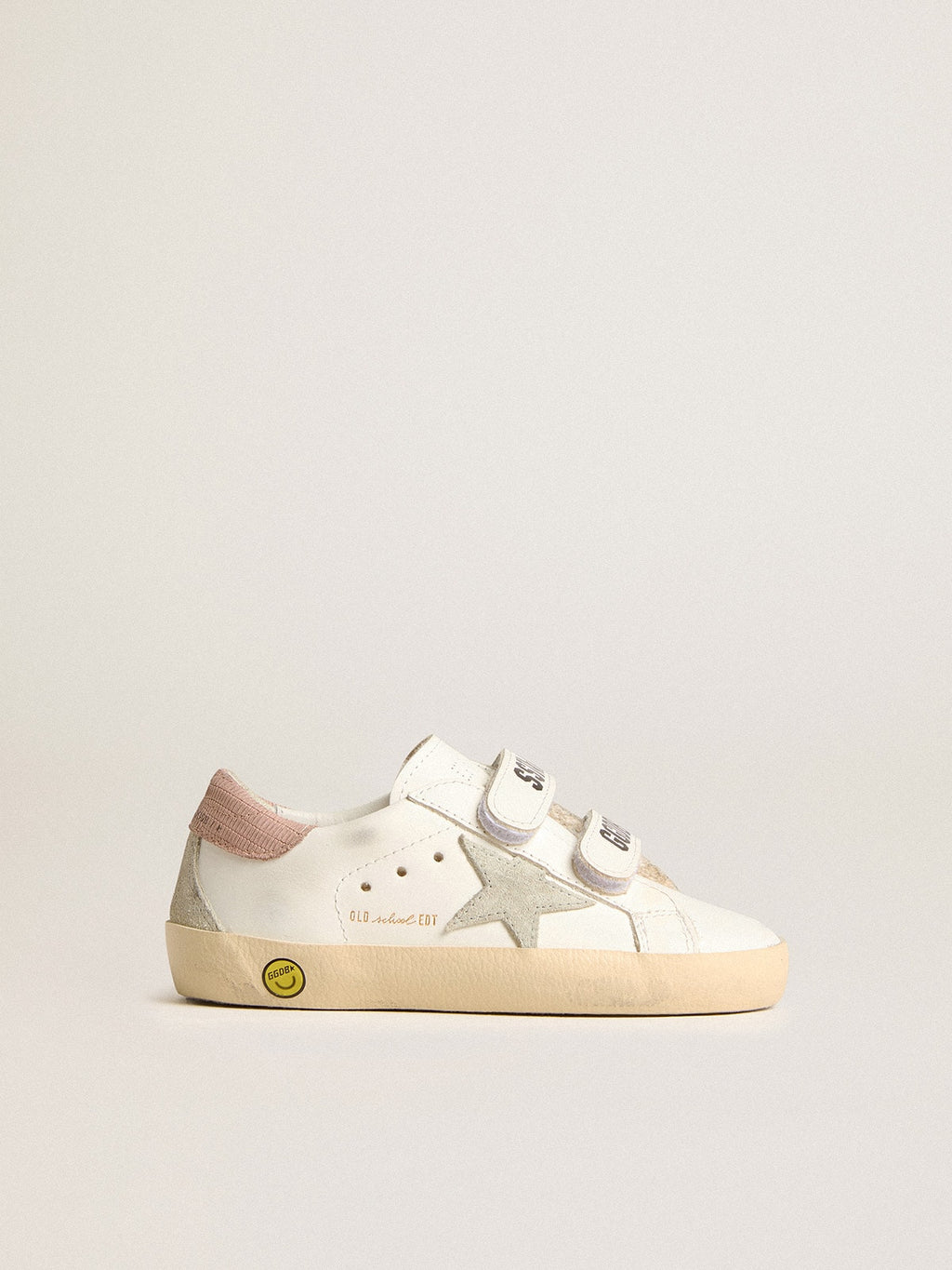 Young Old School in leather with gray suede star and old rose heel tab
