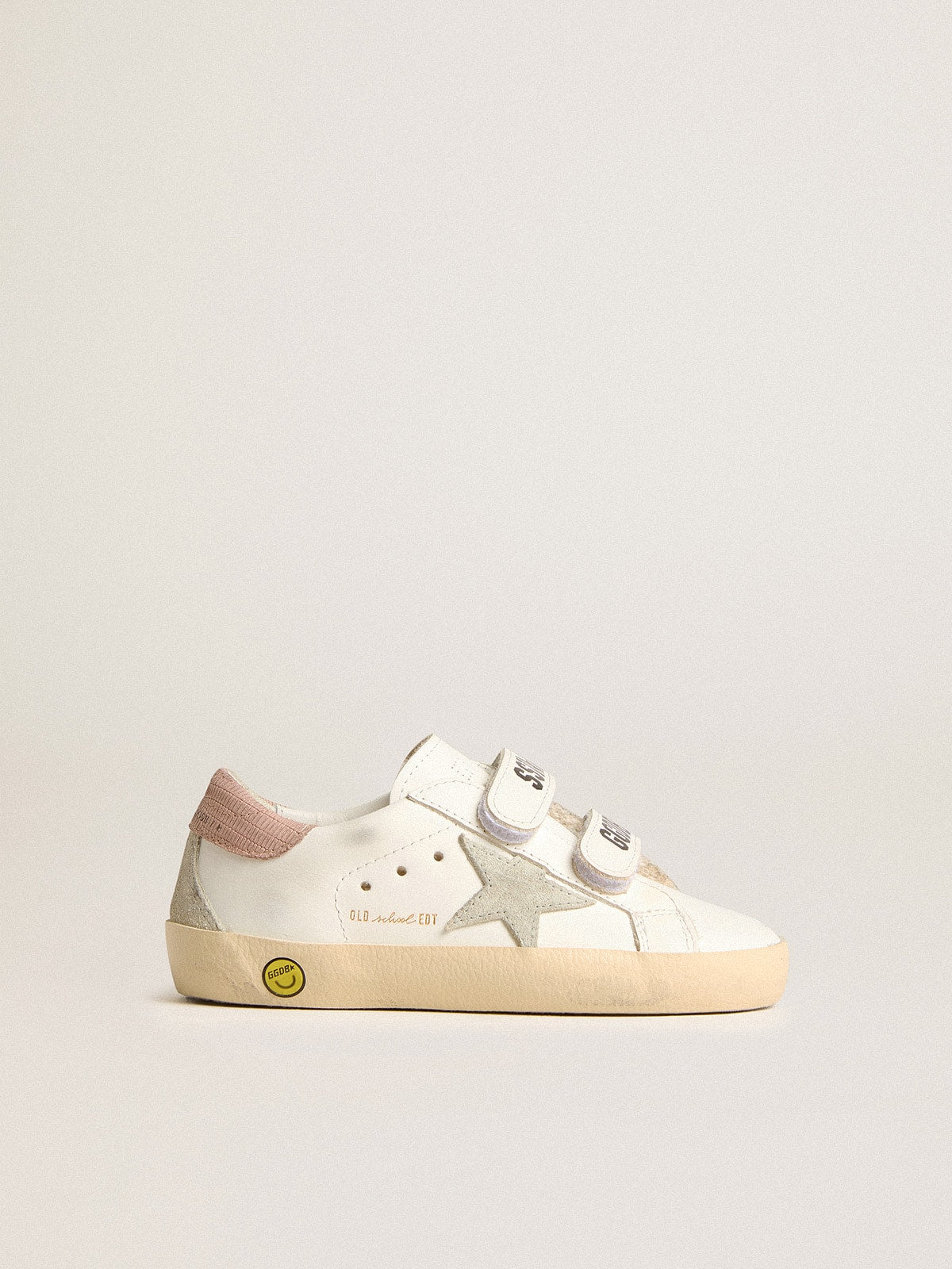 Young Old School in leather with gray suede star and old rose heel tab