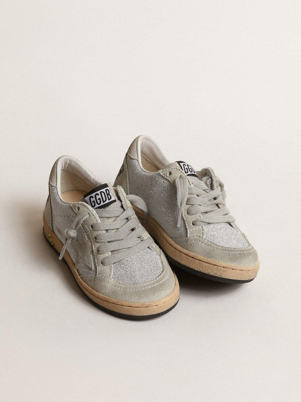 Ball Star Young in glitter with ice-gray suede inserts