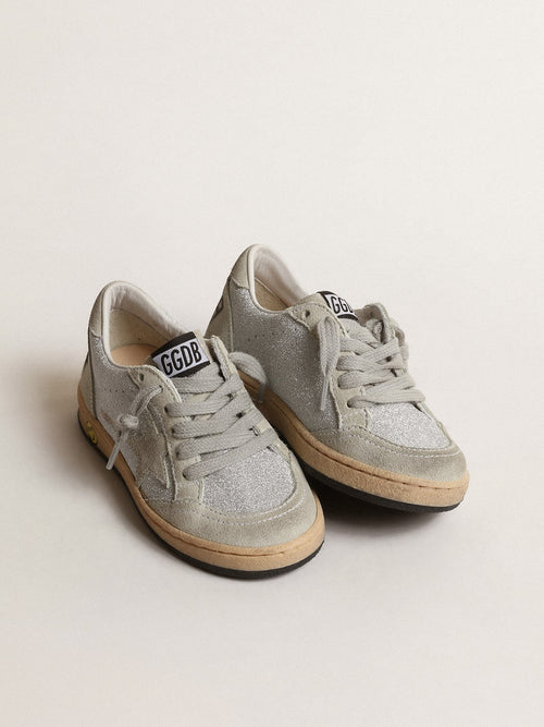 Ball Star Young in glitter with ice-gray suede inserts
