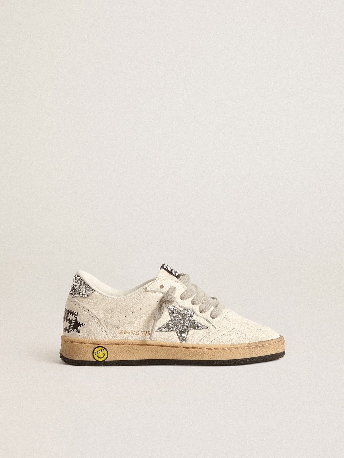 Ball Star Young in nappa with silver glitter star and heel tab