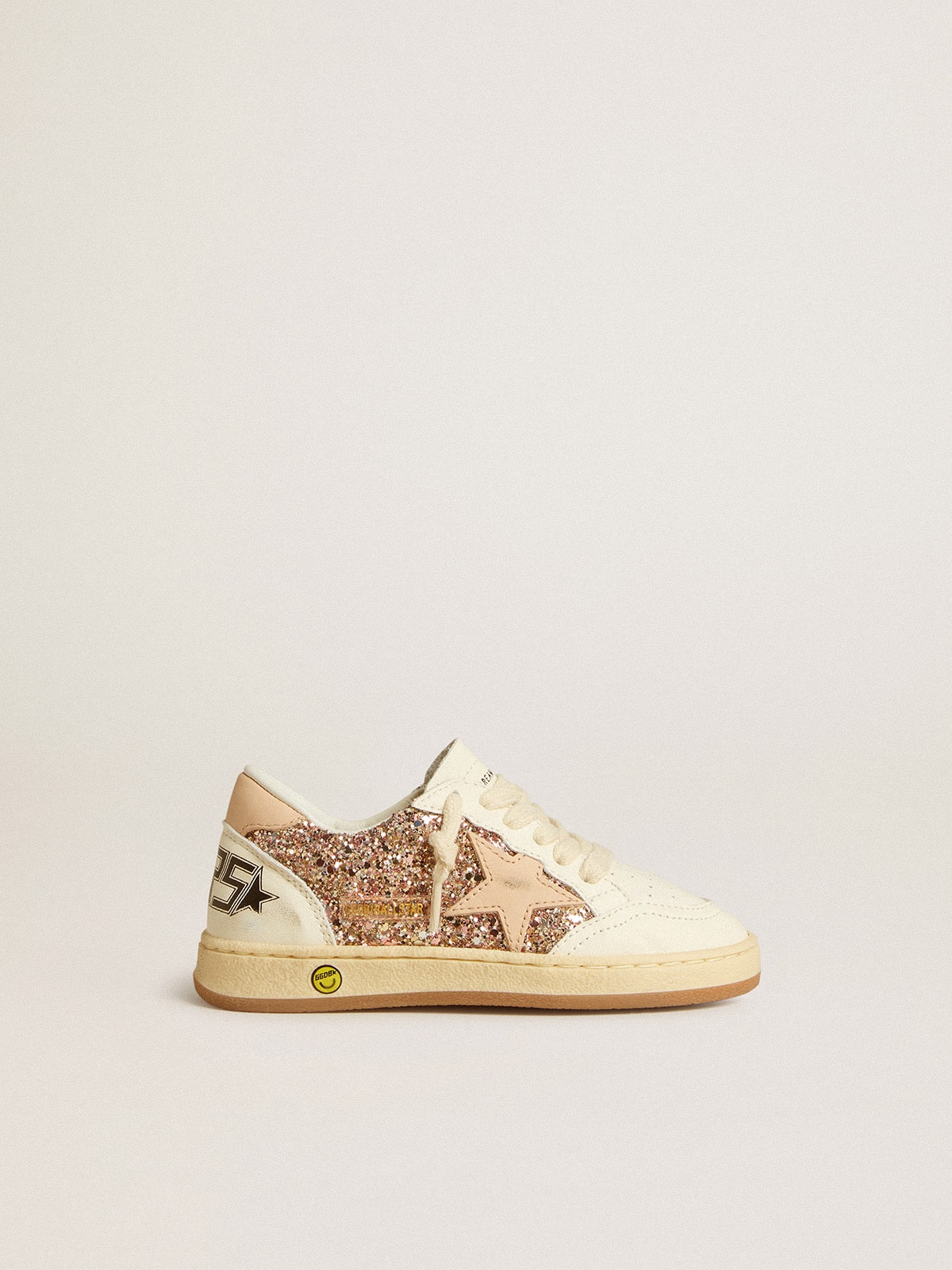 Ball Star Young in glitter and nappa with leather star and heel tab